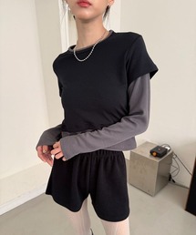 配色 バイカラー レイヤード 長袖 Tシャツ