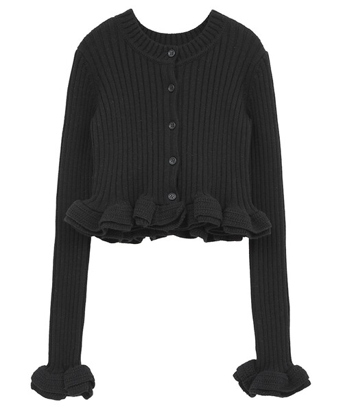 CLANE（クラネ）の「【CLANE/クラネ】W FACE SHORT FRILLED KNIT TOPS/ダブルフェイスショートフリルカーディガン（カーディガン/ボレロ・レディース・ホワイト/グレー/ブラック・1）」の2枚目の写真