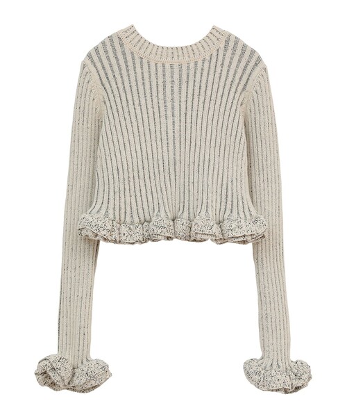 CLANE（クラネ）の「【CLANE/クラネ】W FACE SHORT FRILLED KNIT TOPS/ダブルフェイスショートフリルカーディガン（カーディガン/ボレロ・レディース・ホワイト/グレー/ブラック・1）」の4枚目の写真