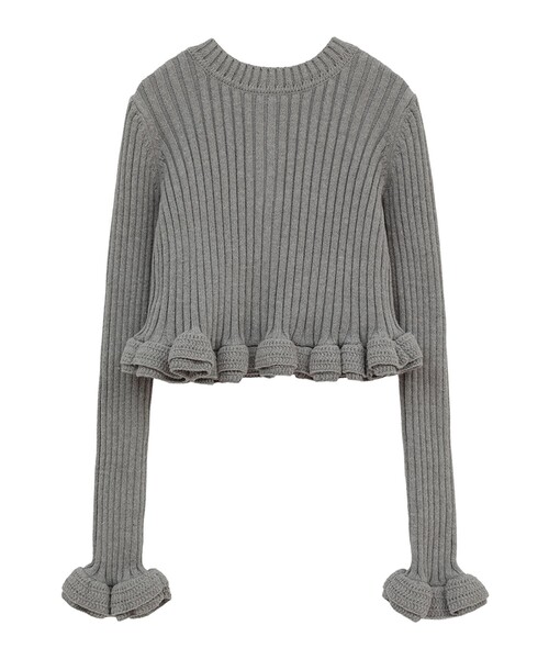 CLANE（クラネ）の「【CLANE/クラネ】W FACE SHORT FRILLED KNIT TOPS/ダブルフェイスショートフリルカーディガン（カーディガン/ボレロ・レディース・ホワイト/グレー/ブラック・1）」の10枚目の写真