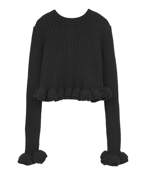CLANE（クラネ）の「【CLANE/クラネ】W FACE SHORT FRILLED KNIT TOPS/ダブルフェイスショートフリルカーディガン（カーディガン/ボレロ・レディース・ホワイト/グレー/ブラック・1）」の16枚目の写真