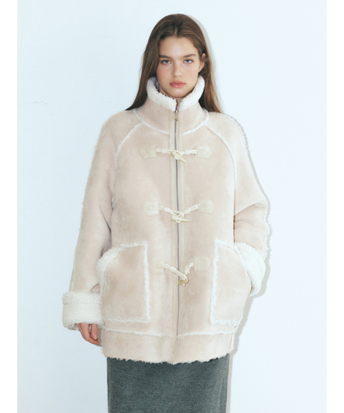 ETMON(エトモン)の「Reversible Duffle Mustang Coat, Beige(ムートンコート・レディース・その他・FREE)」の1枚目の写真