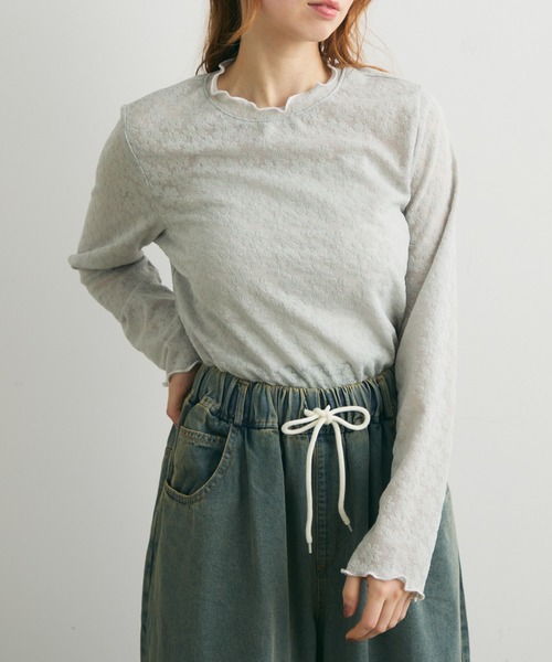 Crisp（クリスプ）の「フラワーエンボスTシャツ（Tシャツ/カットソー・レディース・グリーン/グレー・FREE）」の11枚目の写真