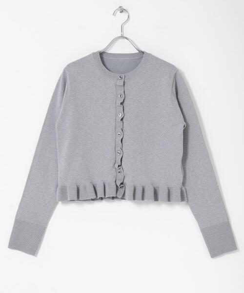 SENSE OF PLACE by URBAN RESEARCH（センスオブプレイスバイアーバンリサーチ）の「『洗濯可』フリルトリムニットカーディガン（ニット/セーター・レディース・ピンク/ネイビー/グレー・ONE）」の10枚目の写真