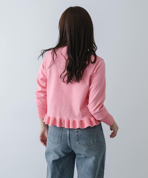 SENSE OF PLACE by URBAN RESEARCH（センスオブプレイスバイアーバンリサーチ）の「『洗濯可』フリルトリムニットカーディガン（ニット/セーター・レディース・ピンク/ネイビー/グレー・ONE）」の13枚目の写真