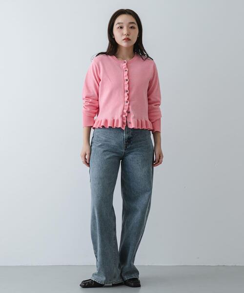 SENSE OF PLACE by URBAN RESEARCH（センスオブプレイスバイアーバンリサーチ）の「『洗濯可』フリルトリムニットカーディガン（ニット/セーター・レディース・ピンク/ネイビー/グレー・ONE）」の14枚目の写真