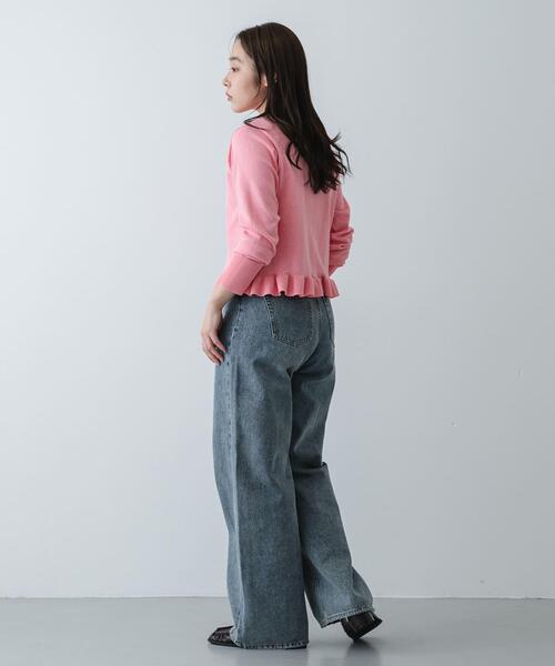 SENSE OF PLACE by URBAN RESEARCH（センスオブプレイスバイアーバンリサーチ）の「『洗濯可』フリルトリムニットカーディガン（ニット/セーター・レディース・ピンク/ネイビー/グレー・ONE）」の15枚目の写真