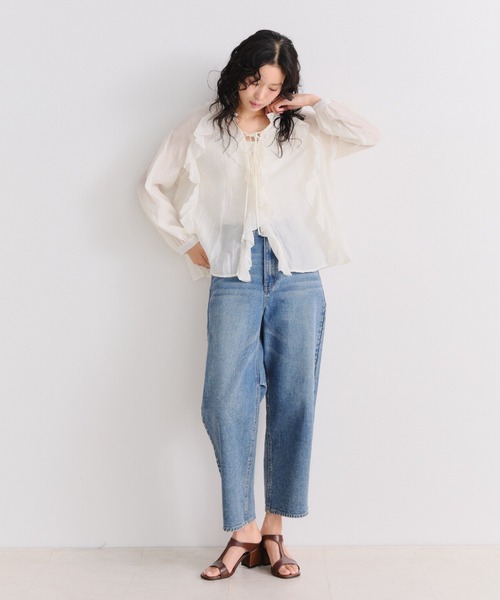 Shelly island（シェリーアイランド）の「楊柳シアーフリルシャツ（シャツ/ブラウス・レディース・ブルー/ブラック/ホワイト・FREE）」の16枚目の写真