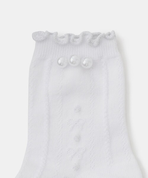 ROPE' PICNIC(ロペピクニック)の「【KIDS/キッズ】リボンケーブルショートソックス(ソックス/靴下・キッズ・ホワイト・S/M)」の5枚目の写真