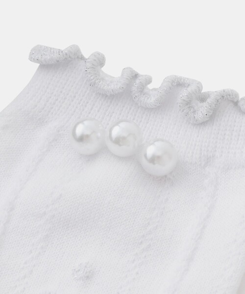 ROPE' PICNIC(ロペピクニック)の「【KIDS/キッズ】リボンケーブルショートソックス(ソックス/靴下・キッズ・ホワイト・S/M)」の2枚目の写真