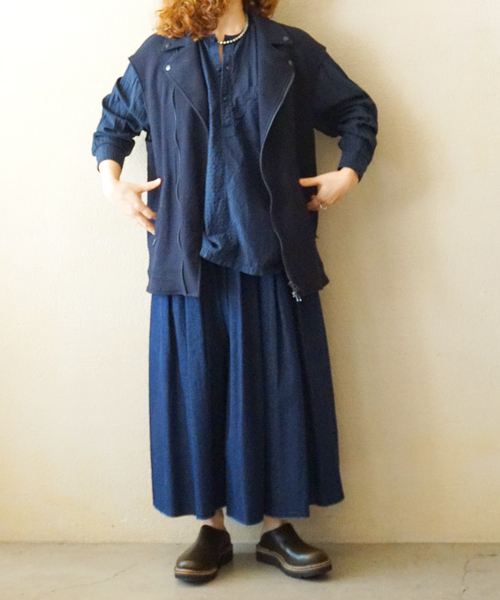 JOURNAL STANDARD LUXE（ジャーナルスタンダード　ラックス）の「MIXツィードライダースベスト（その他アウター・レディース・ネイビー・FREE）」の14枚目の写真