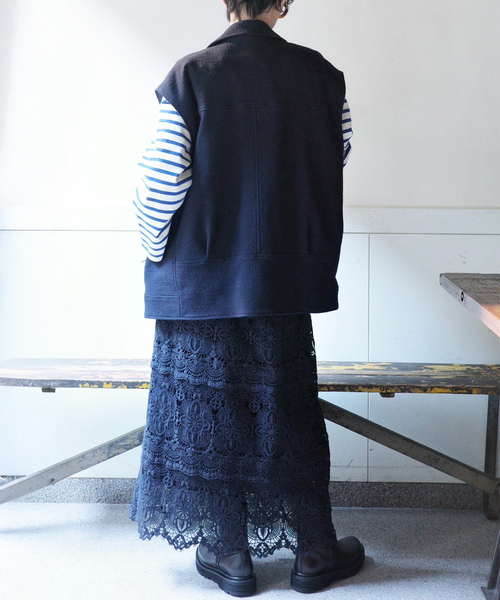 JOURNAL STANDARD LUXE（ジャーナルスタンダード　ラックス）の「MIXツィードライダースベスト（その他アウター・レディース・ネイビー・FREE）」の18枚目の写真