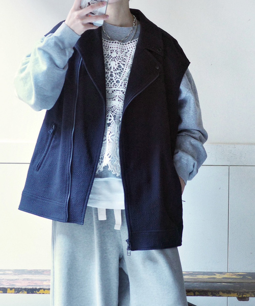 JOURNAL STANDARD LUXE（ジャーナルスタンダード　ラックス）の「MIXツィードライダースベスト（その他アウター・レディース・ネイビー・FREE）」の19枚目の写真