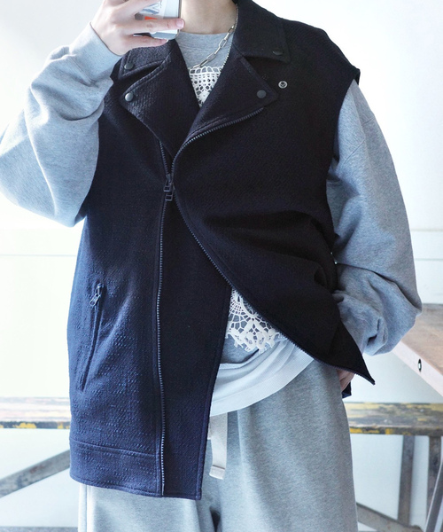 JOURNAL STANDARD LUXE（ジャーナルスタンダード　ラックス）の「MIXツィードライダースベスト（その他アウター・レディース・ネイビー・FREE）」の20枚目の写真