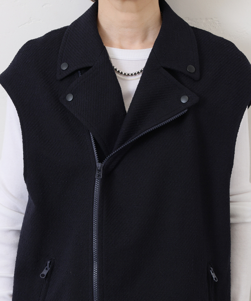 JOURNAL STANDARD LUXE（ジャーナルスタンダード　ラックス）の「MIXツィードライダースベスト（その他アウター・レディース・ネイビー・FREE）」の3枚目の写真