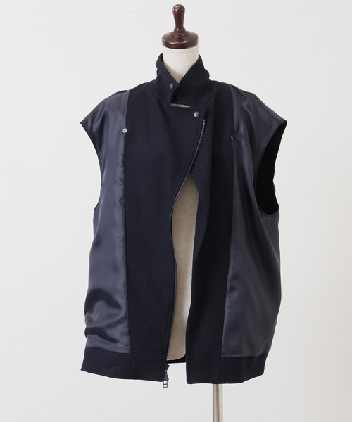 JOURNAL STANDARD LUXE（ジャーナルスタンダード　ラックス）の「MIXツィードライダースベスト（その他アウター・レディース・ネイビー・FREE）」の10枚目の写真