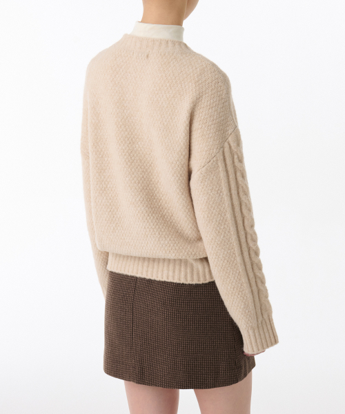 MUSINSA STANDARD WOMAN（ムシンサスタンダードウーマン）の「ウィメンズソフトアランケーブルニット[アイボリー]（ニット/セーター・レディース・その他・LARGE/SMALL/MEDIUM/X-SMALL）」の6枚目の写真