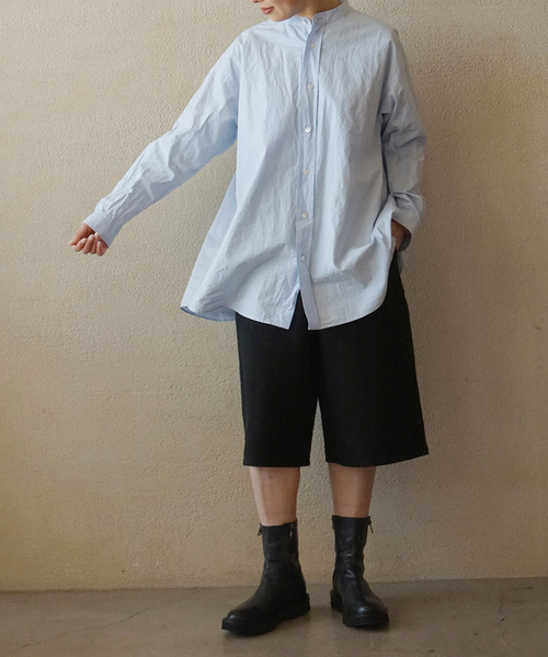 JOURNAL STANDARD LUXE（ジャーナルスタンダード　ラックス）の「60コットン スタンドカラーギャザーシャツ（シャツ/ブラウス・レディース・ブラック/サックスブルー/ホワイト・FREE）」の7枚目の写真