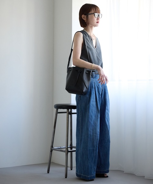 HASHIBAMI（ハシバミ）の「【HASHIBAMI】フェズ巾着バッグ M（ショルダーバッグ・レディース・ダークブラウン/ブラック・FREE）」の13枚目の写真