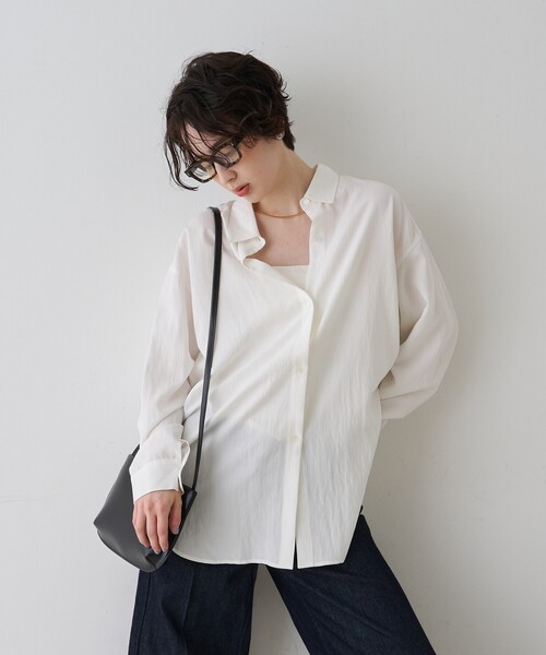 EMMA ROUGE VIF(エマルージュヴィフ)の「【一部店舗限定】アシンメトリー変形2WAYシャツ(シャツ/ブラウス・レディース・オフホワイト/ストライプ・フリー)」の11枚目の写真