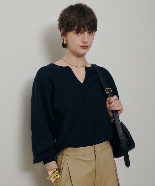 allureville(アルアバイル)の「コットンインレードルマンスリーブプルオーバー(ニット/セーター・レディース・オフホワイト/ネイビー/ラベンダー・2)」の8枚目の写真