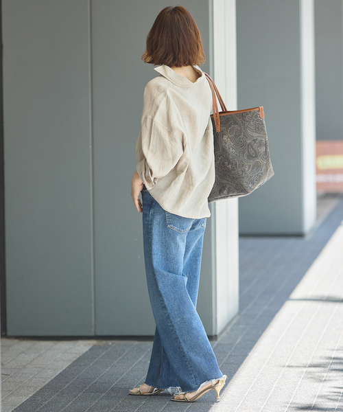 journal standard L'essage(ジャーナルスタンダードレサージュ)の「ヨーロピアンフラックス2WAYシャツ(シャツ/ブラウス・レディース・ブラウン系その他/オレンジ/ベージュ・FREE)」の7枚目の写真