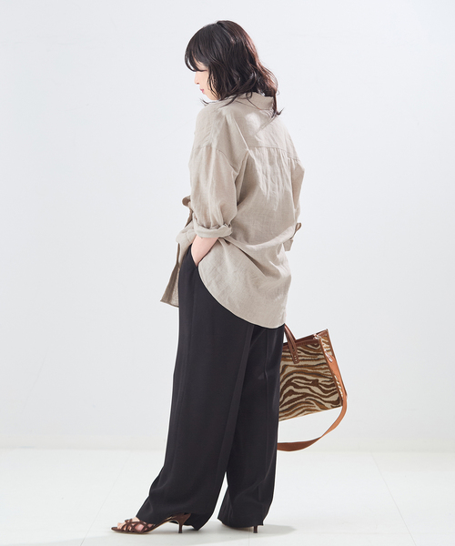 journal standard L'essage(ジャーナルスタンダードレサージュ)の「ヨーロピアンフラックス2WAYシャツ(シャツ/ブラウス・レディース・ブラウン系その他/オレンジ/ベージュ・FREE)」の11枚目の写真