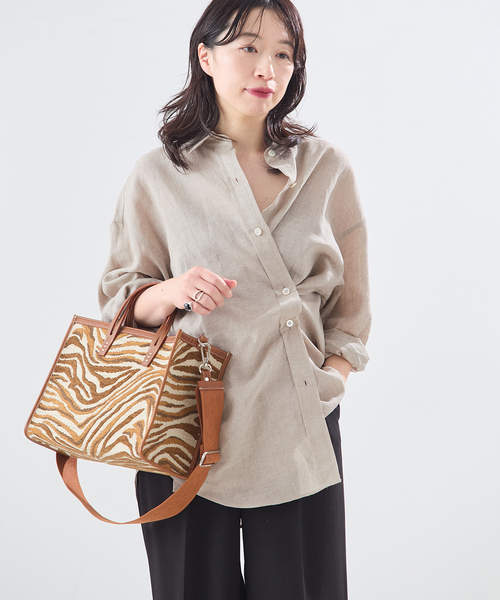journal standard L'essage(ジャーナルスタンダードレサージュ)の「ヨーロピアンフラックス2WAYシャツ(シャツ/ブラウス・レディース・ブラウン系その他/オレンジ/ベージュ・FREE)」の14枚目の写真