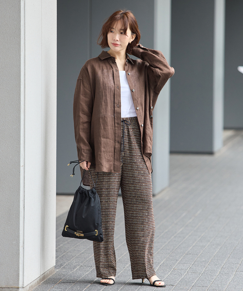 journal standard L'essage(ジャーナルスタンダードレサージュ)の「ヨーロピアンフラックス2WAYシャツ(シャツ/ブラウス・レディース・ブラウン系その他/オレンジ/ベージュ・FREE)」の16枚目の写真