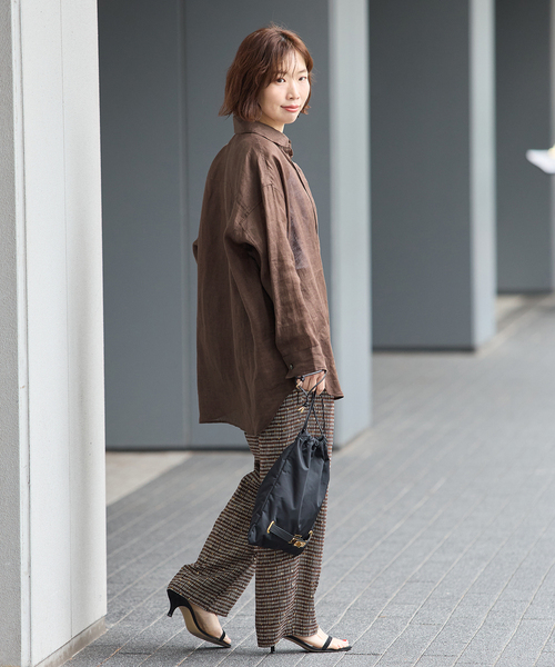 journal standard L'essage(ジャーナルスタンダードレサージュ)の「ヨーロピアンフラックス2WAYシャツ(シャツ/ブラウス・レディース・ブラウン系その他/オレンジ/ベージュ・FREE)」の17枚目の写真