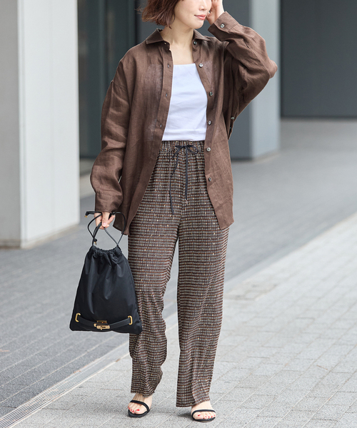 journal standard L'essage(ジャーナルスタンダードレサージュ)の「ヨーロピアンフラックス2WAYシャツ(シャツ/ブラウス・レディース・ブラウン系その他/オレンジ/ベージュ・FREE)」の18枚目の写真