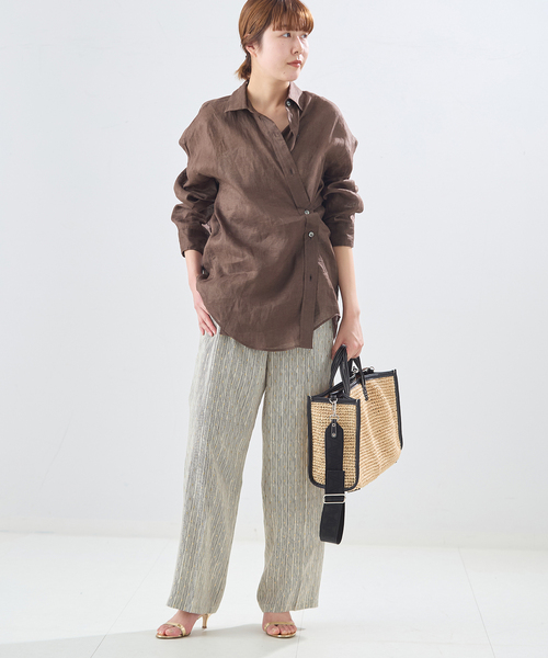 journal standard L'essage(ジャーナルスタンダードレサージュ)の「ヨーロピアンフラックス2WAYシャツ(シャツ/ブラウス・レディース・ブラウン系その他/オレンジ/ベージュ・FREE)」の22枚目の写真