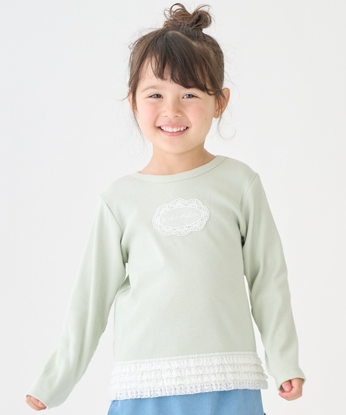 セール】【オーガニック】レースフリル長袖Tシャツ（Tシャツ