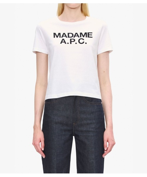 A.P.C.（アーペーセー）の「T-SHIRT CROP MANCHES COURTES MADAME APC（Tシャツ/カットソー・レディース・ホワイト・S/M/L）」の4枚目の写真