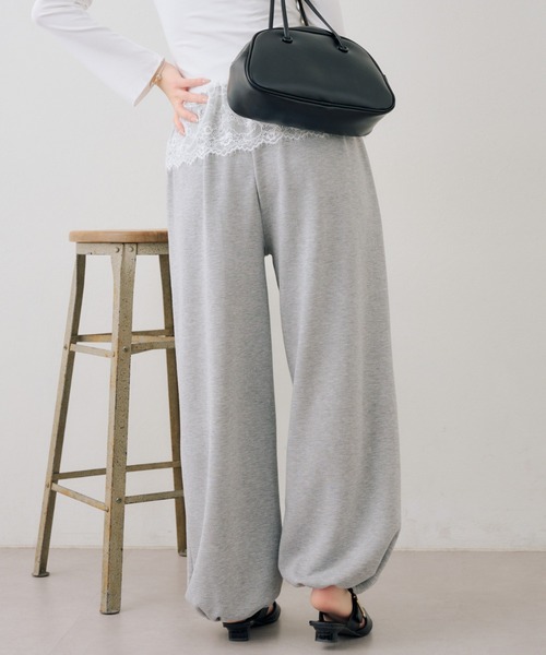 continuer de NICE CLAUP(コンティニューデナイスクラップ)の「【set upで楽しめる】ロゴキラリダンボールスウェットパンツ(スウェットパンツ・レディース・オフホワイト/ピンク/ブラック/トップグレー・FREE)」の18枚目の写真