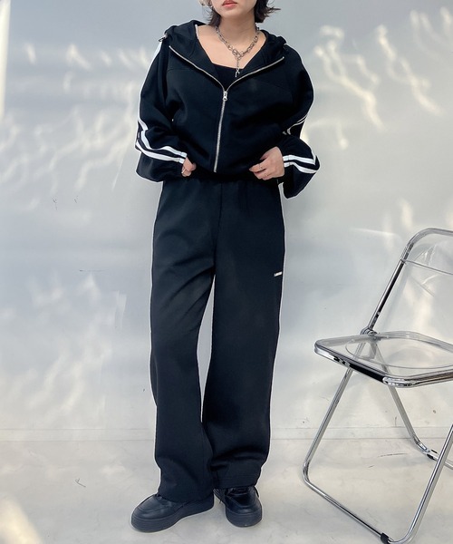 AS KNOW AS plus(アズノゥアズプラス)の「〇裾ドロスト付き クロップド丈 ダブルラインパーカー セットアップ可能【UNISEX ITEM】(パーカー・レディース・ブラック/ネイビー/杢グレー・FREE)」の14枚目の写真