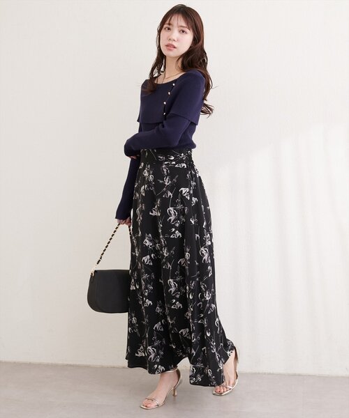 natural couture（ナチュラルクチュール）の「アートフラワーハイウエストフレアスカート（スカート・レディース・イエロー系その他/ホワイト系その他/ブラック系その他・FREE）」の18枚目の写真