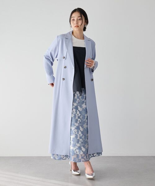 YECCA VECCA（イェッカヴェッカ）の「【UVカット/花粉ガード】素材MIXトレンチコート（トレンチコート・レディース・ベージュ/グレイッシュベージュ/ライトブルー/ネイビー・FREE）」の3枚目の写真