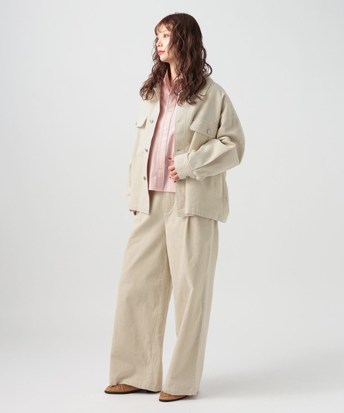 BAYFLOW（ベイフロー）の「[軽い穿き心地]コーデュロイワイドパンツ（その他パンツ・レディース・ピンク/ネイビー・FREE）」の4枚目の写真