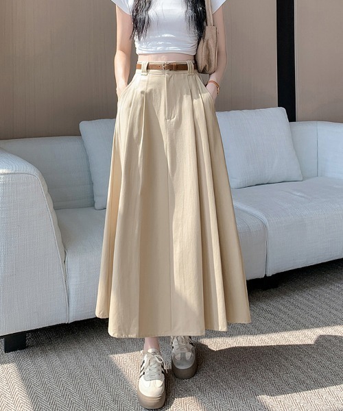 ReRe(リリ)の「ロング丈Aラインスカート(スカート・レディース・ベージュ/ブラック・SMALL/MEDIUM/LARGE/X-LARGE)」の2枚目の写真