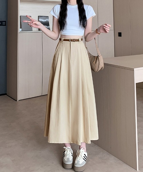 ReRe(リリ)の「ロング丈Aラインスカート(スカート・レディース・ベージュ/ブラック・SMALL/MEDIUM/LARGE/X-LARGE)」の5枚目の写真
