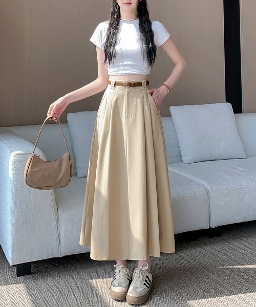 ReRe(リリ)の「ロング丈Aラインスカート(スカート・レディース・ベージュ/ブラック・SMALL/MEDIUM/LARGE/X-LARGE)」の6枚目の写真