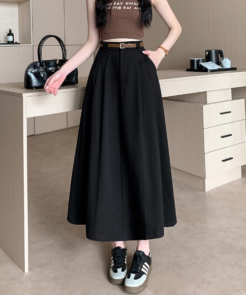 ReRe(リリ)の「ロング丈Aラインスカート(スカート・レディース・ベージュ/ブラック・SMALL/MEDIUM/LARGE/X-LARGE)」の11枚目の写真