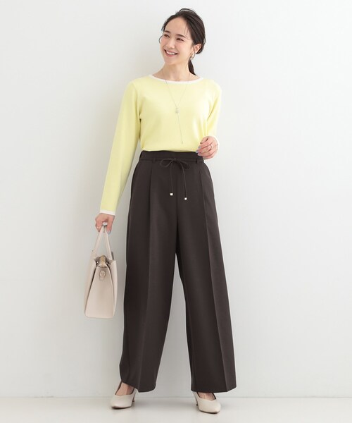 SHOO・LA・RUE（シューラルー）の「【着丈選べる/S-LL】センタープレスできちんと見え イージーワイドパンツ（その他パンツ・レディース・ダークブラウン/ベージュ/ブルー系6/ブラック・38/36/04/03/02/01/42/40）」の21枚目の写真