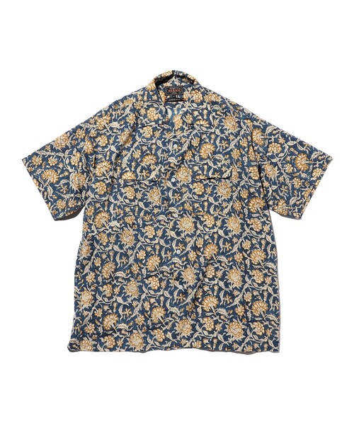 BEAMS PLUS(ビームスプラス)の「Open Collar Block Print ①(シャツ/ブラウス・メンズ・ブルー・SMALL/MEDIUM/LARGE/X-LARGE)」の2枚目の写真