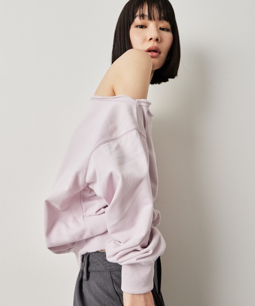 HANNE(アン)の「ワンショルダーライトスウェットトップス(スウェット・レディース・ピンク/ネイビー/オフホワイト・FREE)」の3枚目の写真