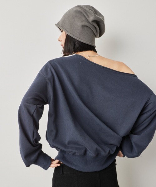 HANNE(アン)の「ワンショルダーライトスウェットトップス(スウェット・レディース・ピンク/ネイビー/オフホワイト・FREE)」の17枚目の写真