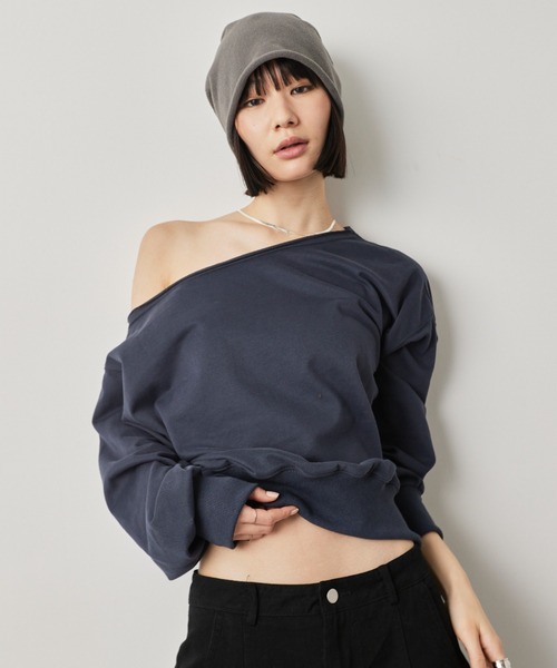 HANNE(アン)の「ワンショルダーライトスウェットトップス(スウェット・レディース・ピンク/ネイビー/オフホワイト・FREE)」の11枚目の写真