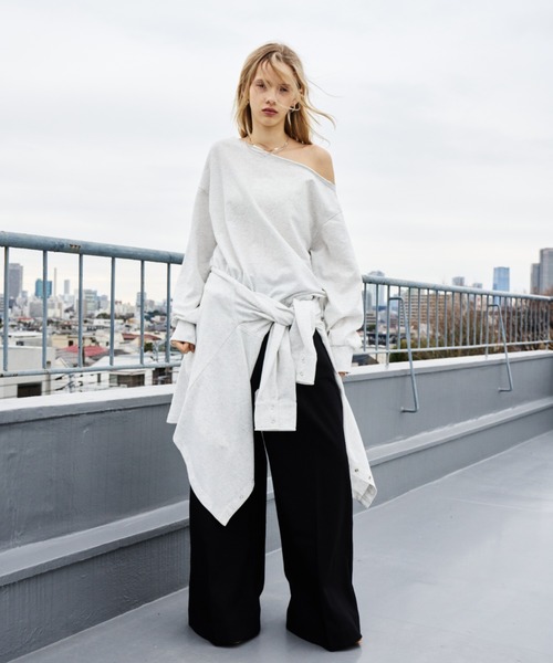 HANNE(アン)の「ワンショルダーライトスウェットトップス(スウェット・レディース・ピンク/ネイビー/オフホワイト・FREE)」の19枚目の写真