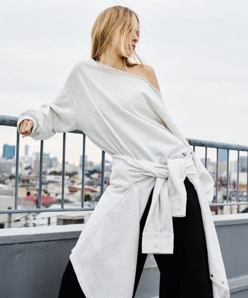 HANNE(アン)の「ワンショルダーライトスウェットトップス(スウェット・レディース・ピンク/ネイビー/オフホワイト・FREE)」の18枚目の写真